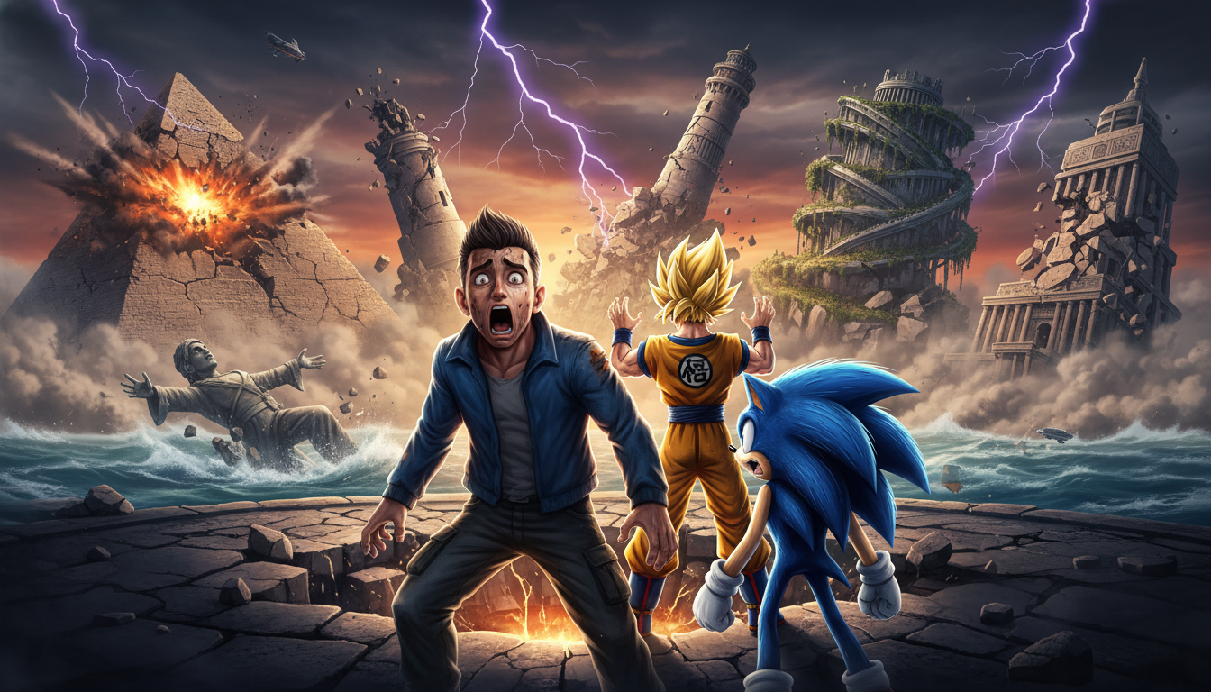 Sonic & Goku: 7 World Wonders DESTROYED!